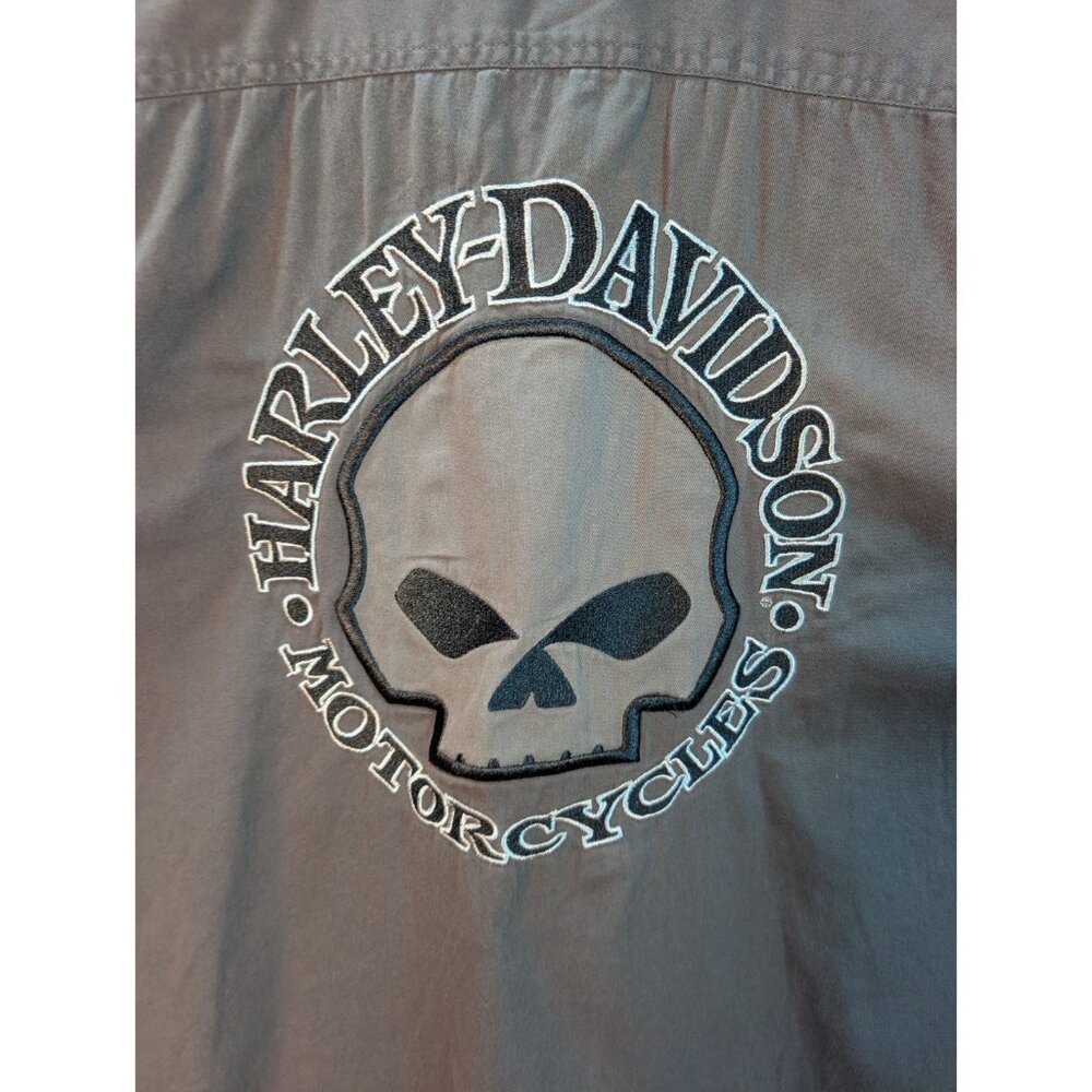 Harley Davidson Work Shirt XL Black Sleeveless Vest Skull Eagle Embroidered - Picture 5 of 8